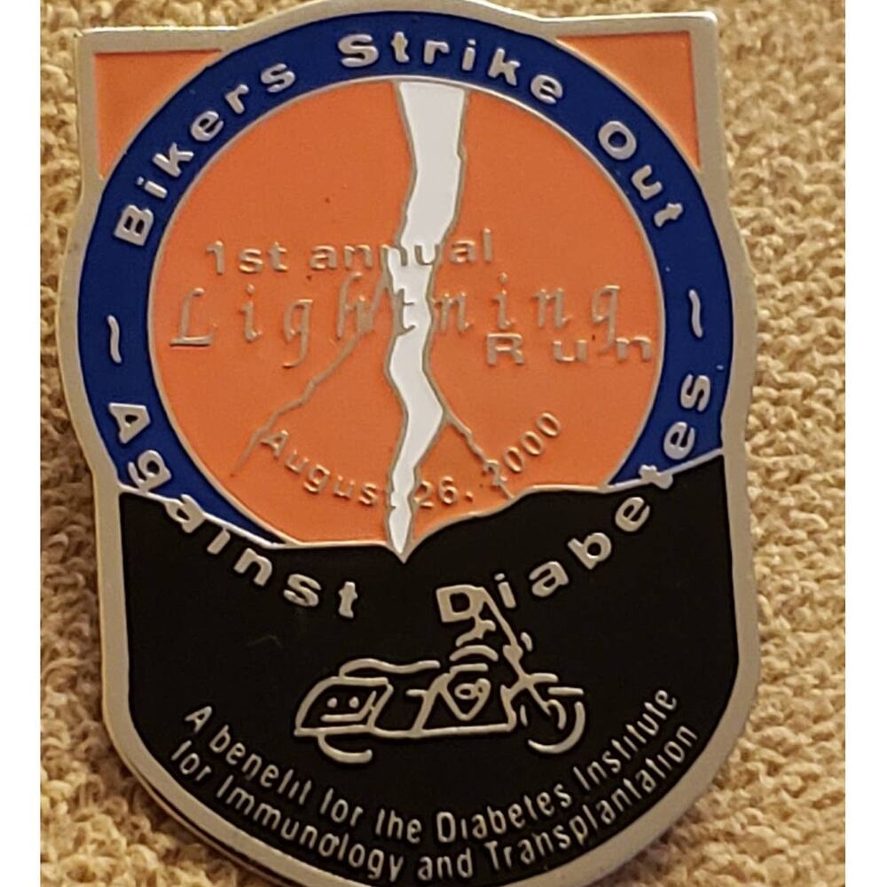 Motorcycle Riding Pin - Bikers Strike Out Against Diabetes Pin